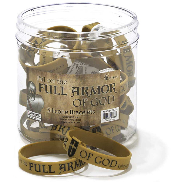 Full Armor of God Cross One Size Fits Most Silicone Bracelets, Pack of 24