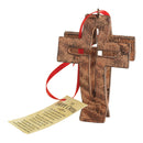 Natural Brown Ornate Cross 3 inch Resin Decorative Hanging Ornament