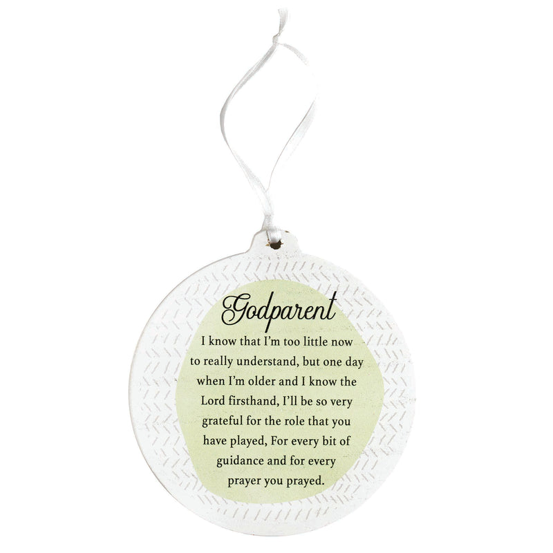 Godparent Poem Classic White 4 inch MDF Wood Decorative Hanging Ornament
