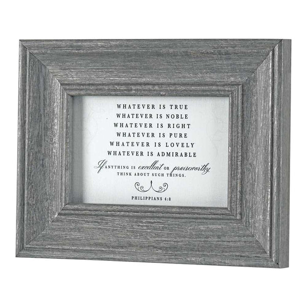 Dicksons Whatever is True Whatever is Noble Gray 9 x 7 inch Wall or Tabletop Easel Back Frame