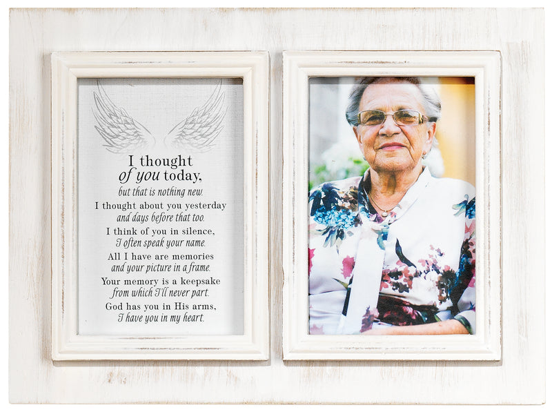I Thought Of You Today Angel Wing White Double 5 x 11.5 MDF Wall or Tabletop Picture Photo Frame