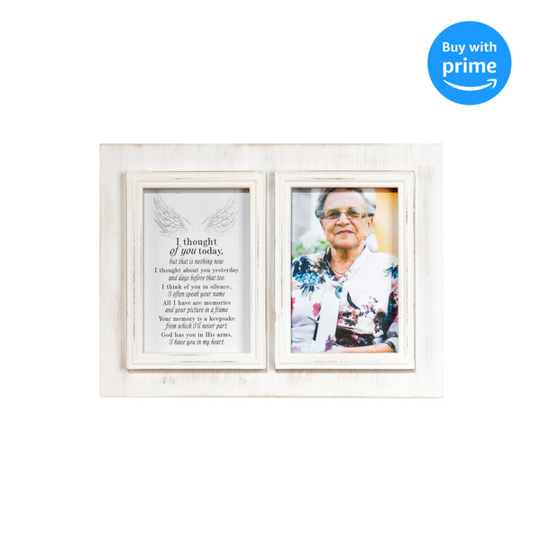 I Thought Of You Today Angel Wing White Double 5 x 11.5 MDF Wall or Tabletop Picture Photo Frame