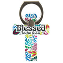Blessed Luke 6:38 Blue Doily 3 inch Vinyl Cell Phone Ring Holder Stand