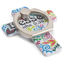 Blessed Luke 6:38 Blue Doily 3 inch Vinyl Cell Phone Ring Holder Stand