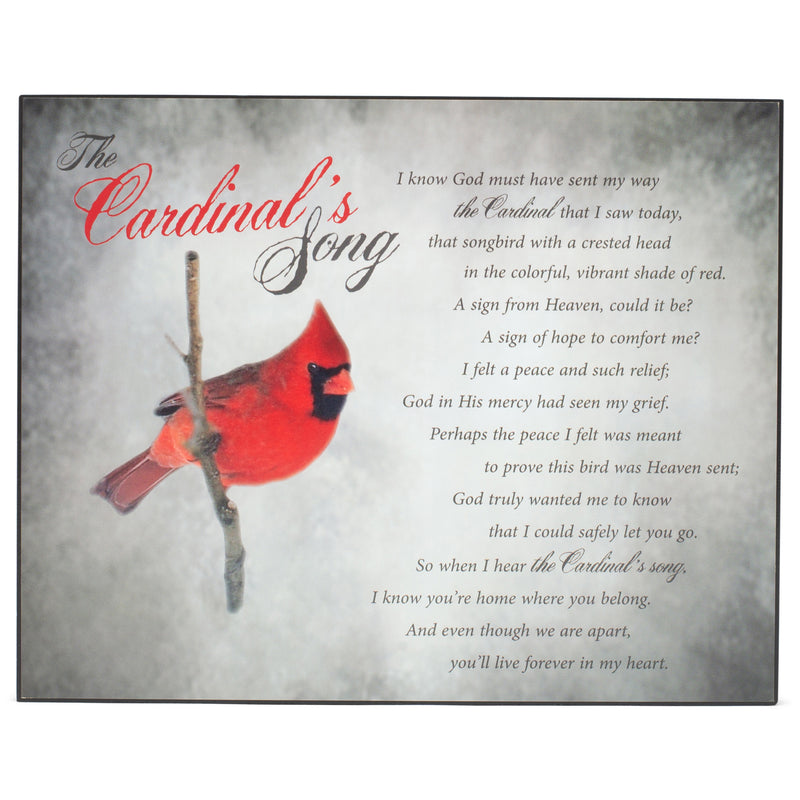 Dicksons The Cardinal's Song Perched Bird Stormy Blue 10 x 8 Wood Wall Sign Plaque