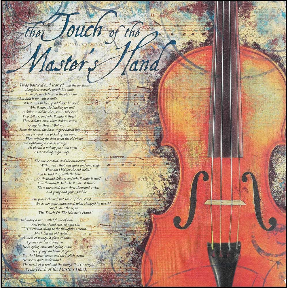 Dicksons Touch of Master's Hand Sheet Music Violin 12 x 12 Wood Wall S