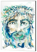 Abstract Blue Green Jesus Christ 16 x 12 MDF Decorative Wall and Tabletop Sign Plaque