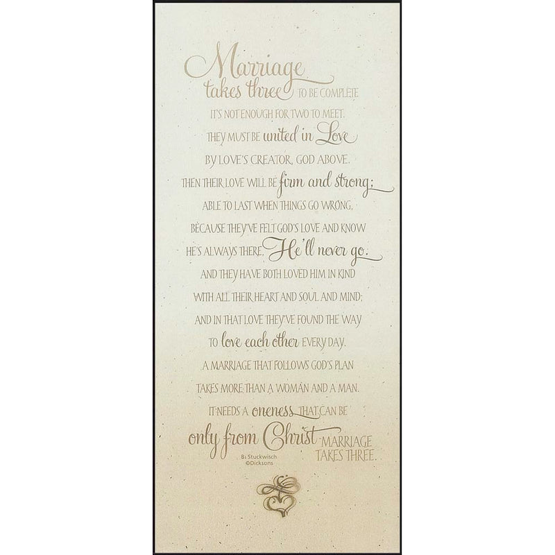 Dicksons Marriage Takes Three Script Heart Speckled Ivory 5 x 11 Wood Wall Sign Plaque
