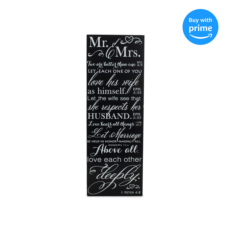 Dicksons Mr and Mrs Love Verses Black and White 5 x 14 Wood Wall Art Sign Plaque