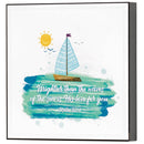 Mightier Than Waves Nautical Blue Sailboat 6 x 6 MDF Decorative Wall and Tabletop Frame