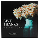Give Thanks White Floral 6 x 6 MDF Decorative Wall and Tabletop Frame
