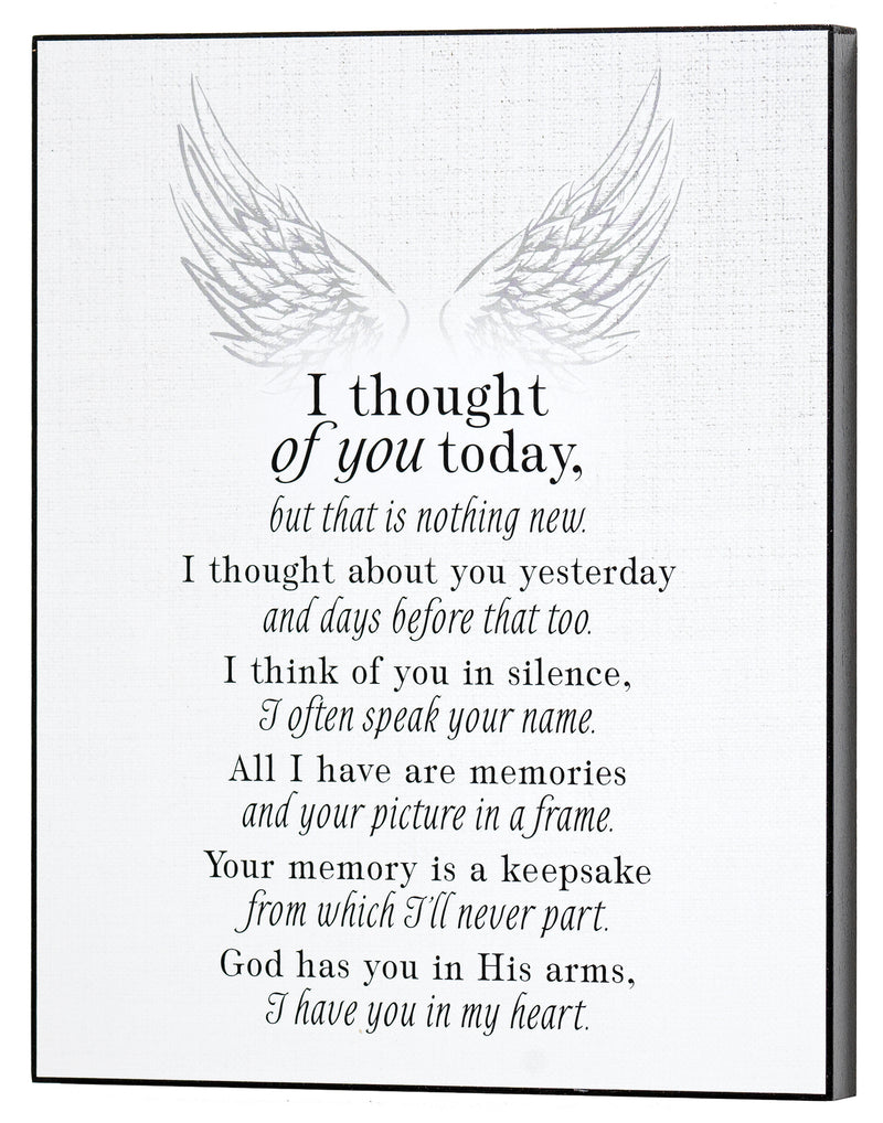 I Thought Of You Today Angel Wing White 10 x 8 MDF Decorative Wall Sign Plaque