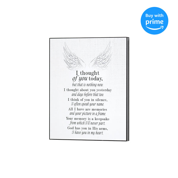 I Thought Of You Today Angel Wing White 10 x 8 MDF Decorative Wall Sign Plaque