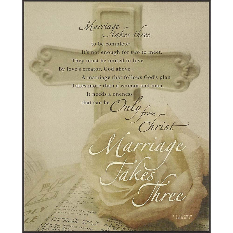 Dicksons Marriage Takes Three Cross Ivory 8 x 10 Wood Wall Sign Plaque