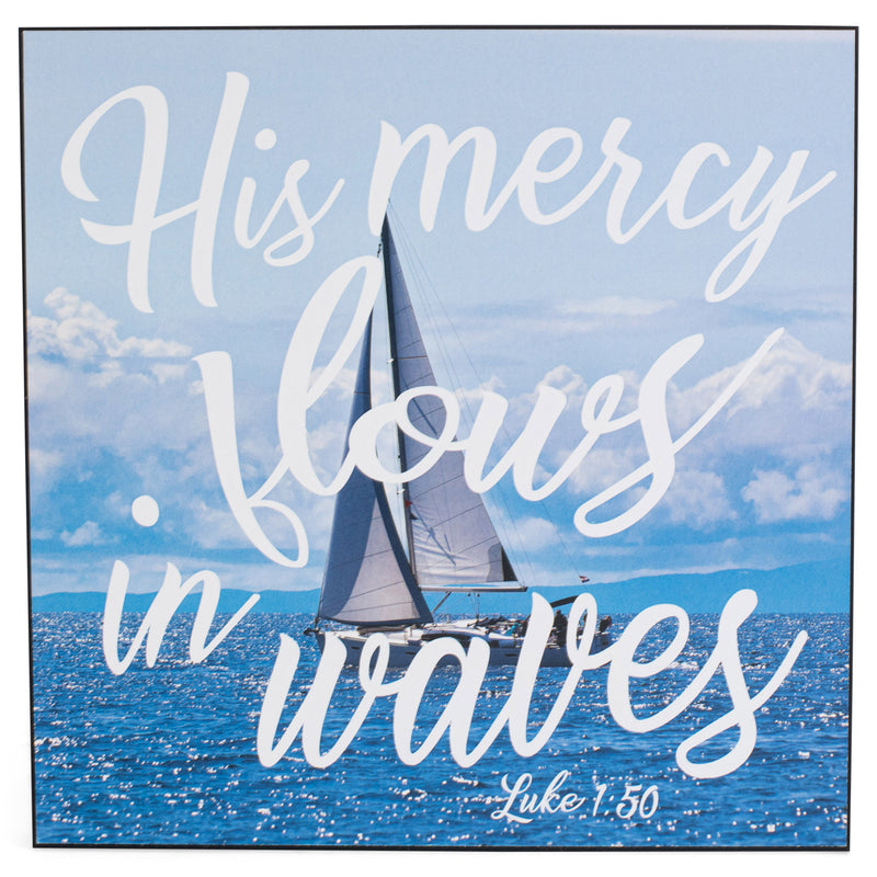Mercy Flows In Waves Nautical Blue 9.5 x 8 MDF Decorative Wall and Tabletop Frame