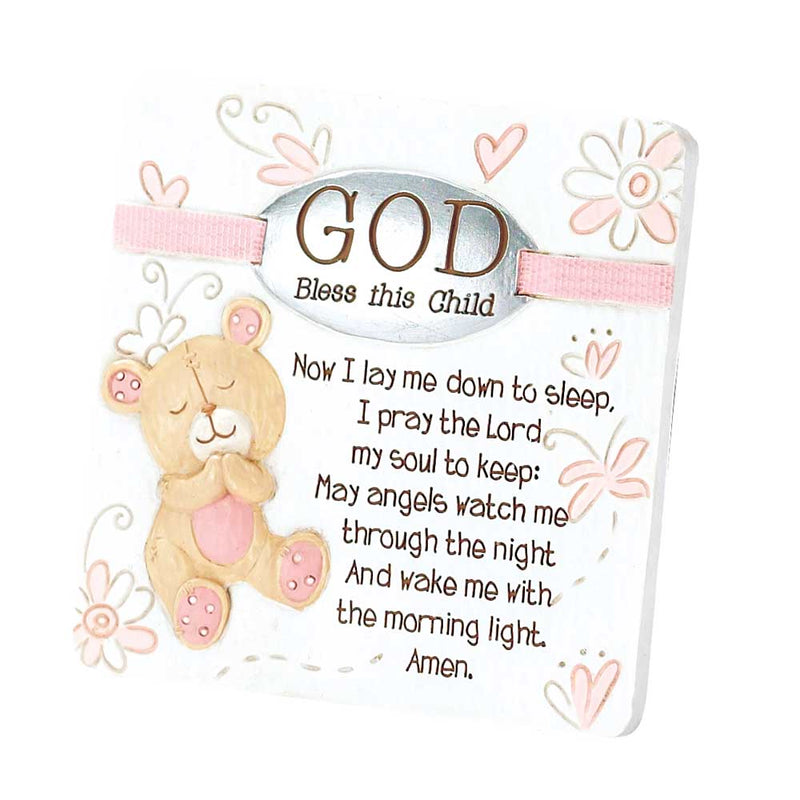 Dicksons Baby Bear God Bless This Child Tabletop/Wall Plaque for Girl, White