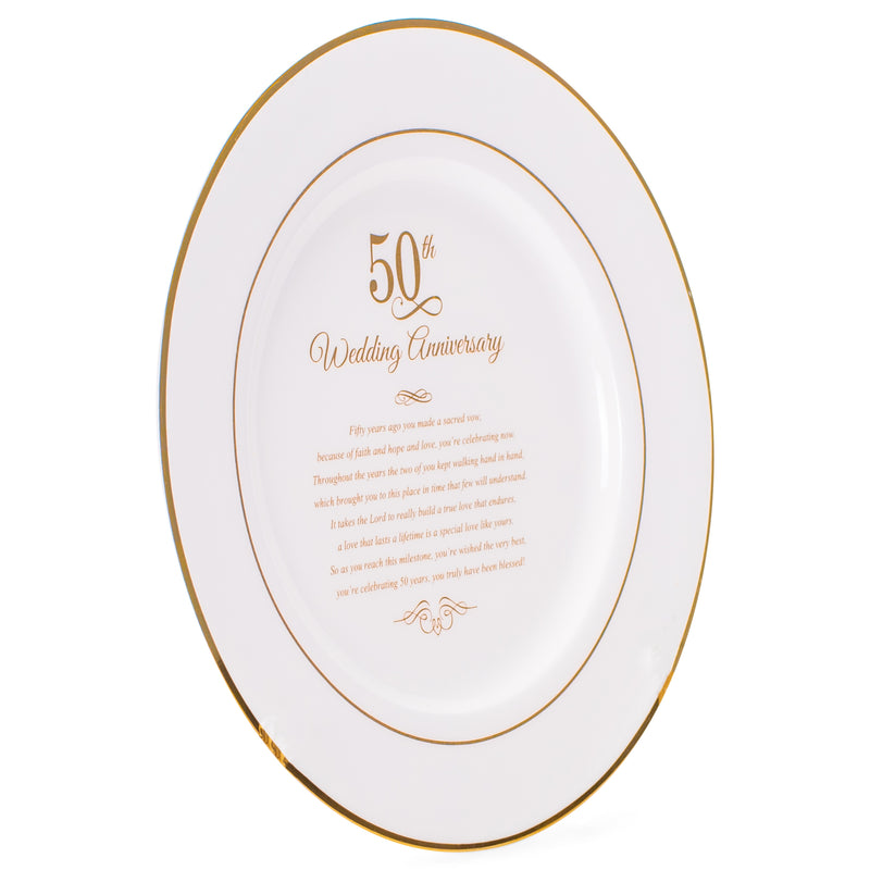 Dicksons Gold Tone 50th Wedding Anniversary 12.5 x 12.5 Porcelain Table Top Plate and Sign Plaque