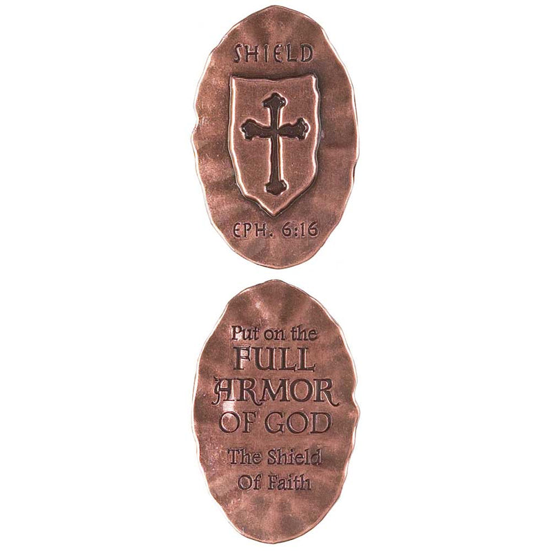 Dicksons Armor of God Ephesians 6:17 Shield 1.5 Inch Bronze Tone Metal Inspirational Keepsake Pocket Stone Coin