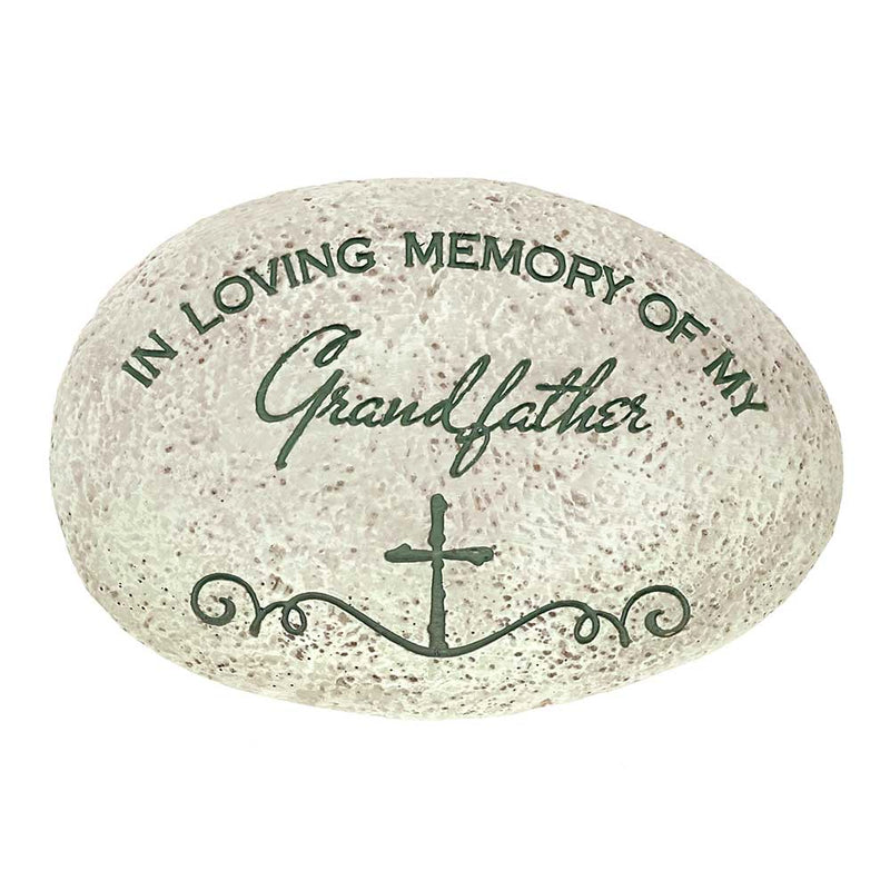 Dicksons in Loving Memory of My Grandfather Cross Grey 3 x 4.5 Resin Stone Outdoor Garden Remembrance Rock