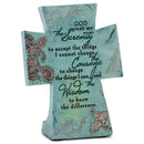 Serenity Prayer Aqua Filigree 4 x 6 Resin Stone Table Top Cross Decoration