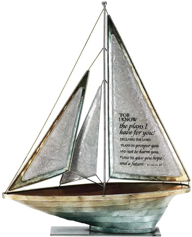 Dicksons For I Know 6 x 14 Inch Metal Table Top Sailboat Figurine