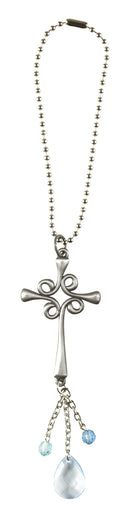 Dicksons Cross Blue and Silver Tone 8 x 4 Inch Zinc Alloy Metal Auto Dangle Hanging Ornament