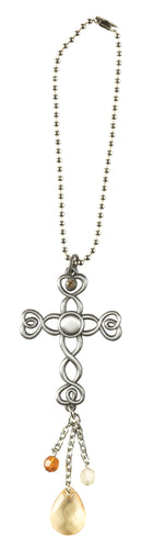 Dicksons Cross Yellow and Silver Tone 8 x 4 Inch Zinc Alloy Metal Auto Dangle Hanging Ornament