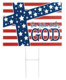 Dicksons One Nation Under Red White Blue Cross 24 x 18 PVC Decorative Outdoor Yard Lawn Sign Set 3