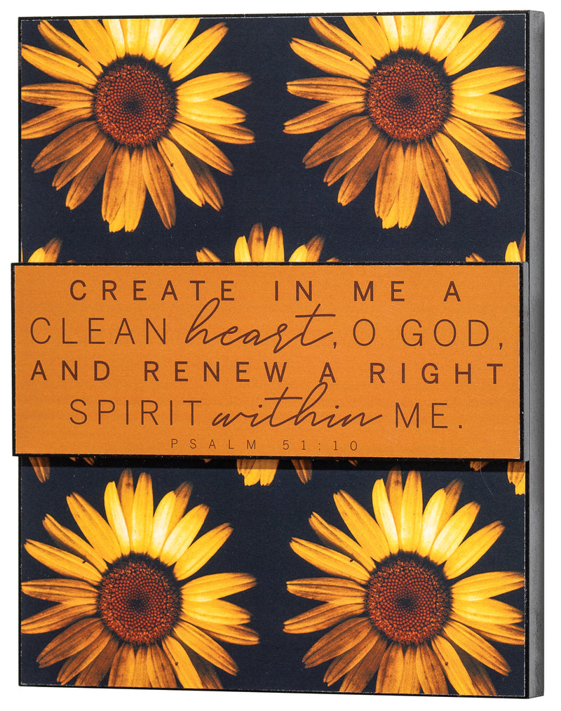 Create In Me Clean Heart Sunflower Yellow 10 x 8 MDF Decorative Wall Sign Plaque