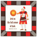 Armor Of God Red Grey Striped 8 x 8 MDF Decorative Wall and Tabletop Frame