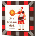 Armor Of God Red Grey Striped 8 x 8 MDF Decorative Wall and Tabletop Frame