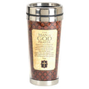 Man of God Prayer Natural Brown 16 ounce Stainless Steel Travel Tumbler Mug
