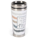 Love Cleaning Messes Became A Mom Grey 16 ounce Stainless Steel Travel Tumbler Mug with Lid