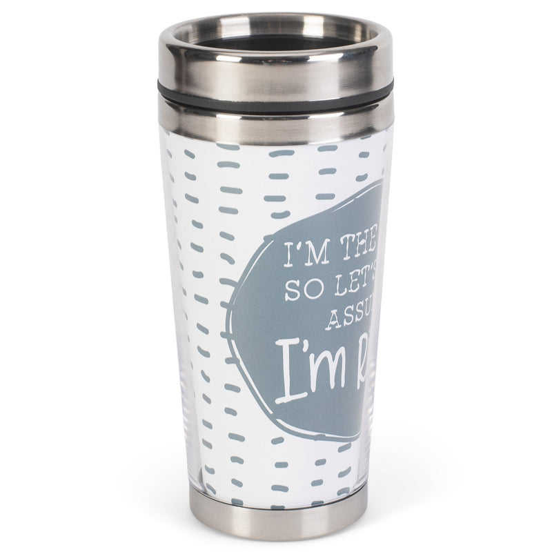 Mom Assume I'm Right Grey Speck 16 ounce Stainless Steel Travel Tumbler Mug with Lid