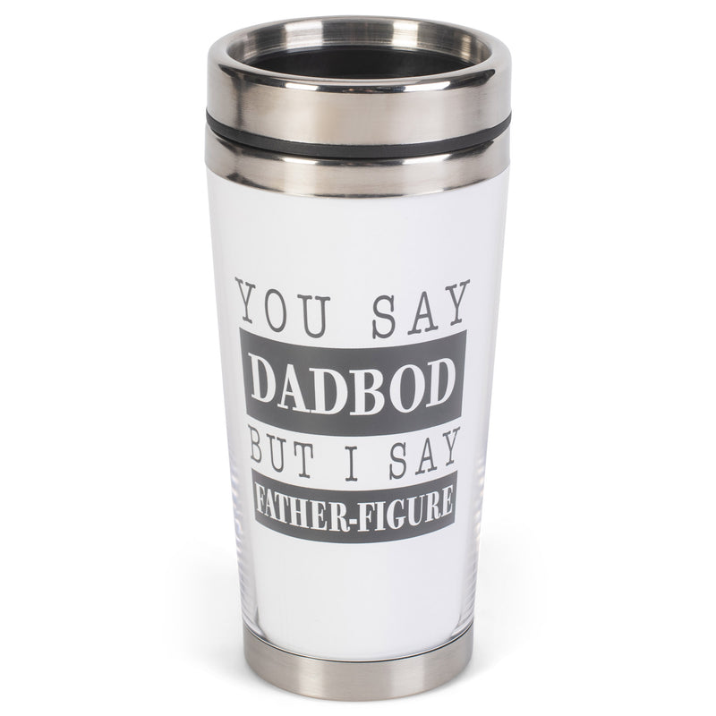Dad Bod Father Figure Black 16 ounce Stainless Steel Travel Tumbler Mug with Lid