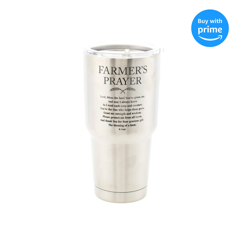 Farmers Prayer Blessings of A Farm 30 Oz. Stainless Steel Travel Tumbler with Clear Lid