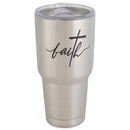 Faith Black Script with Cross 30 ounce Stainless Steel Travel Tumbler Mug with Lid