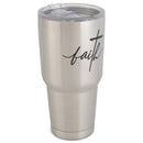 Faith Black Script with Cross 30 ounce Stainless Steel Travel Tumbler Mug with Lid