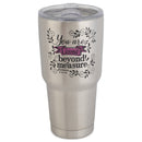Loved Beyond Measure Bright Pink 30 ounce Stainless Steel Travel Tumbler Mug with Lid