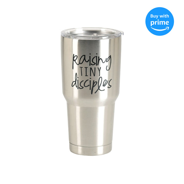 Raising Tiny Disciples Silver Tone 30 ounce Stainless Steel Travel Tumbler Mug