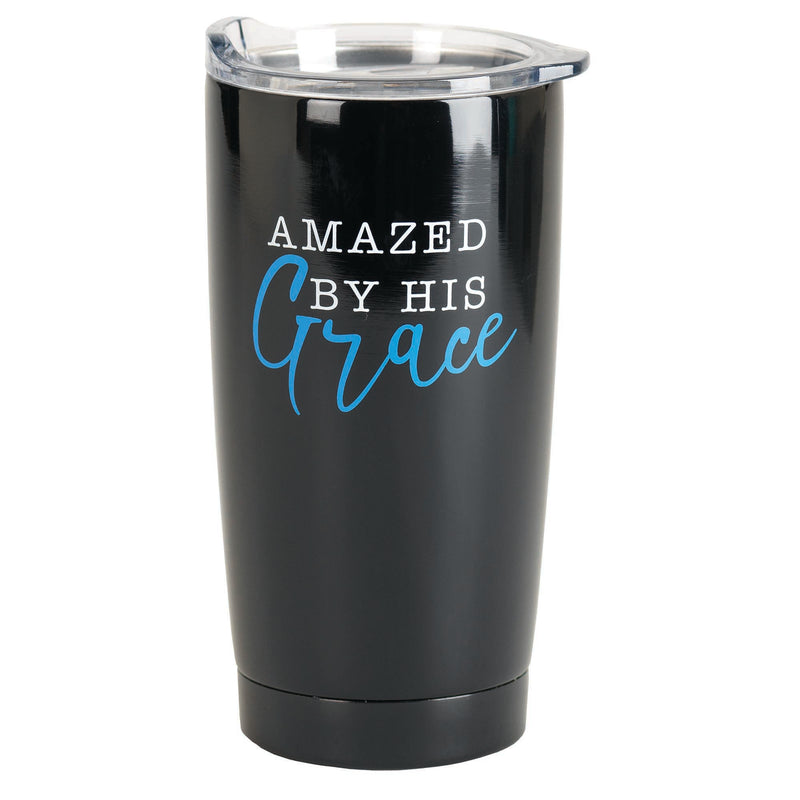 Amazed By His Grace Midnight Black 20 ounce Stainless Steel Travel Tumbler Mug