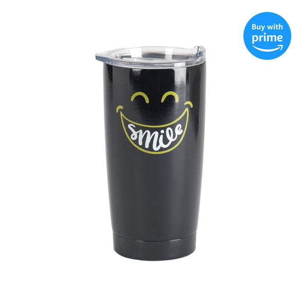 Smile God Loves You Midnight Black 20 ounce Stainless Steel Travel Tumbler Mug