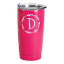 Monogrammed D Pink Wreath 20 ounce Stainless Steel Travel Tumbler Mug with Lid