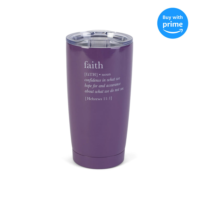 Faith Definition Plum Purple 20 ounce Stainless Steel Travel Tumbler Mug with Lid