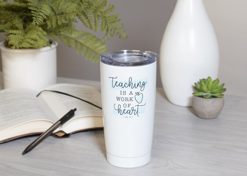 Teaching Work Of Heart Blue 20 ounce Stainless Steel Travel Tumbler Mug with Lid