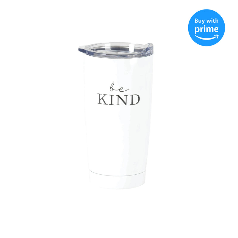 Be Kind Black White 20 ounce Stainless Steel Travel Tumbler Mug with Lid