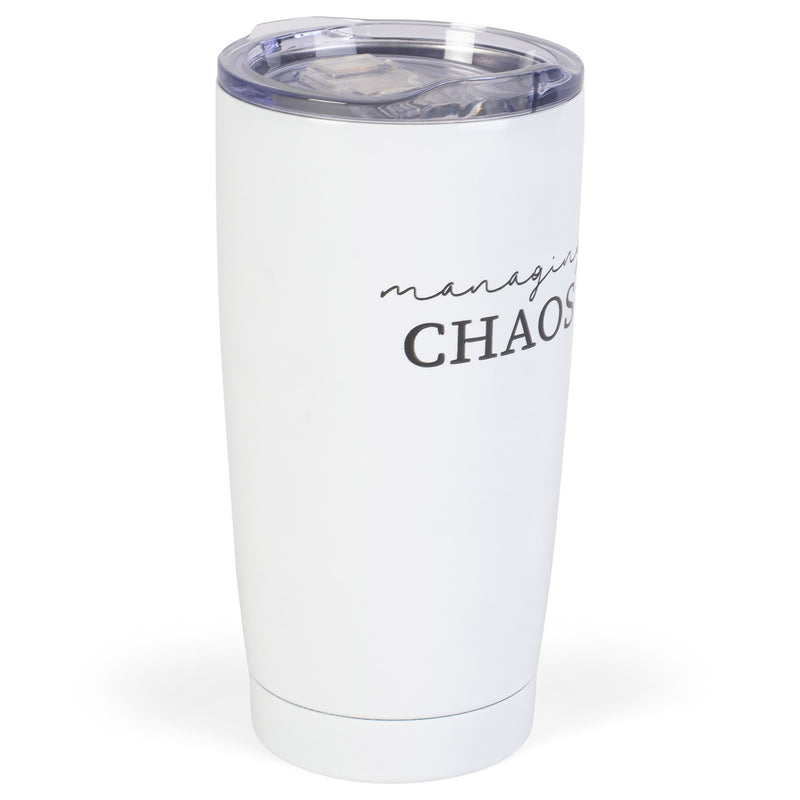 Managing Chaos Black White 20 ounce Stainless Steel Travel Tumbler Mug with Lid