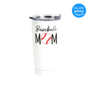 Baseball Mom Crisp White 20 ounce Stainless Steel Travel Tumbler Mug with Lid