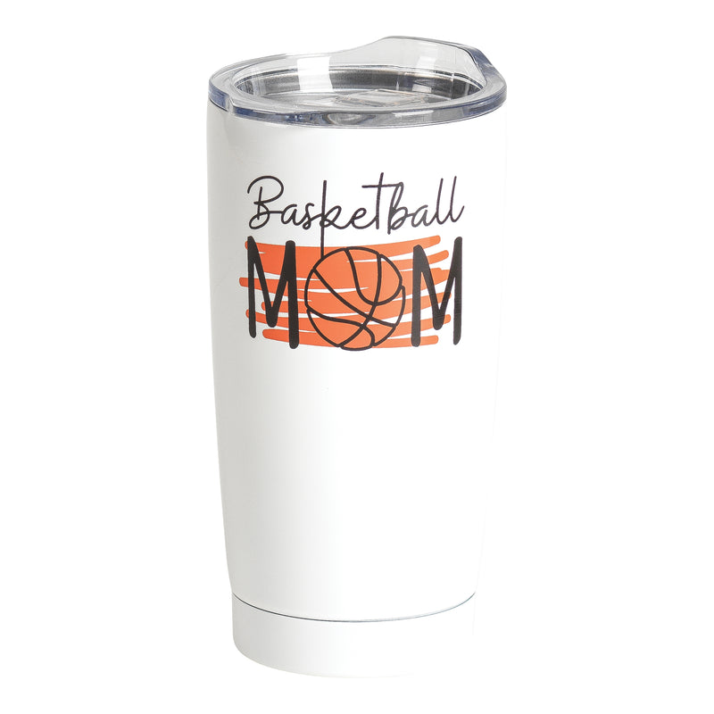 Basketball Mom Orange White 20 ounce Stainless Steel Travel Tumbler Mug with Lid