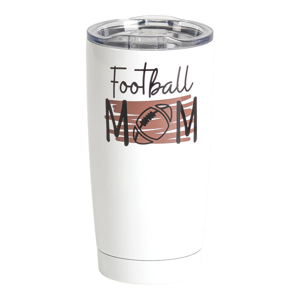 Football Mom Chocolate Brown 20 ounce Stainless Steel Travel Tumbler Mug with Lid